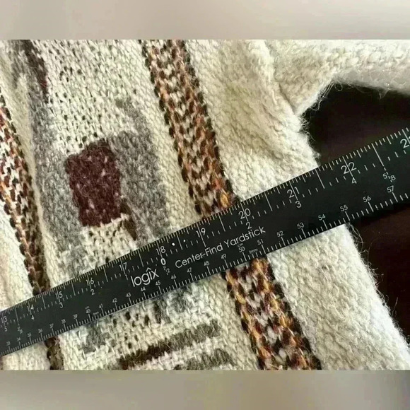 Vintage Women’s Sz L Cream Wool Button-up Jacket Alpaca Native Western Design - Picture 5 of 14